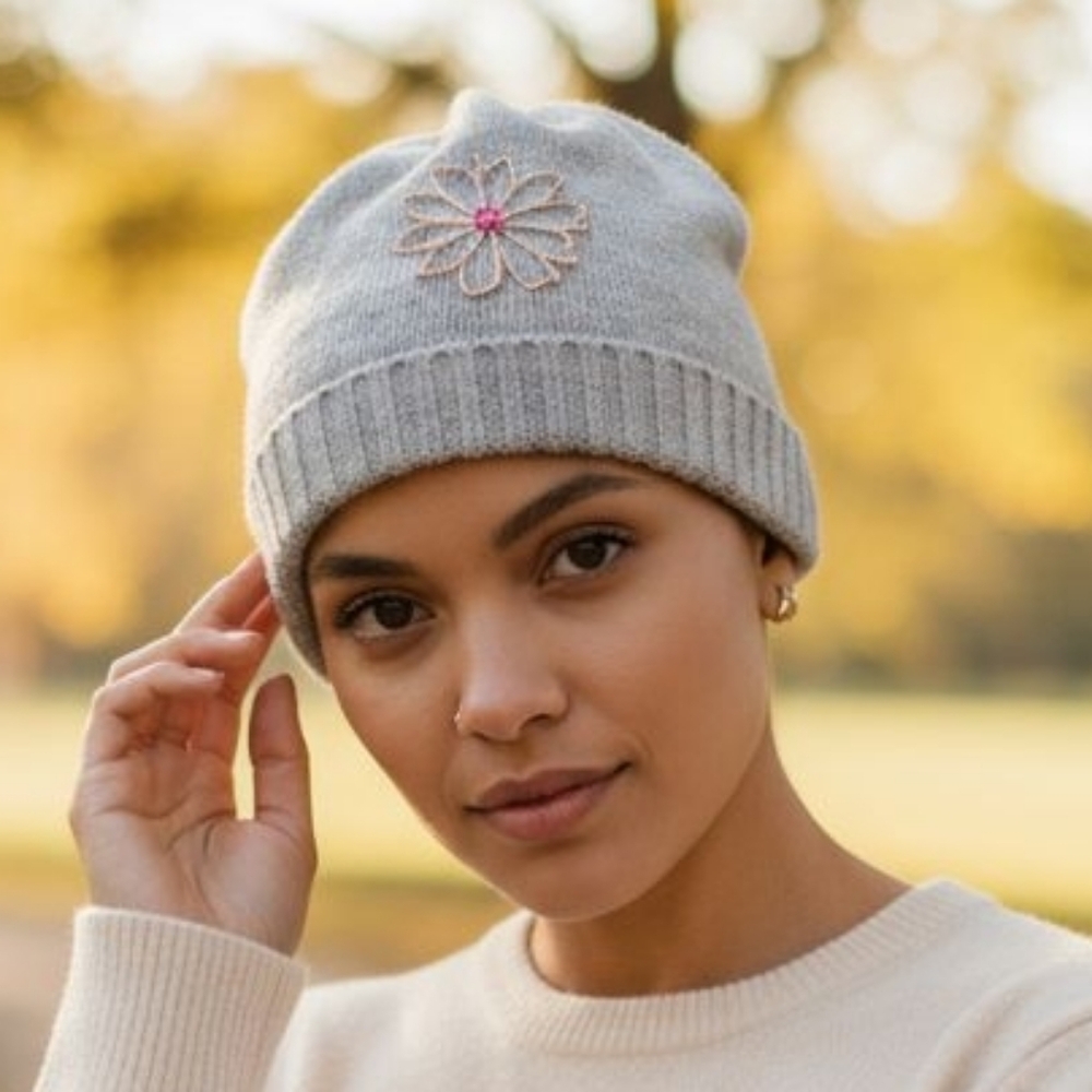 Portolano Light Gray 100% Cashmere Beanie